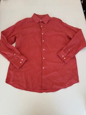 Club Room Luxury 100% Linen Women's Coral Button Up Shirt Size Large